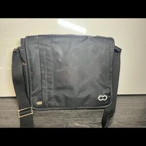 CROWN Black 11" Vertical Messenger Bag For Tablet Laptop Adjustable Preowned